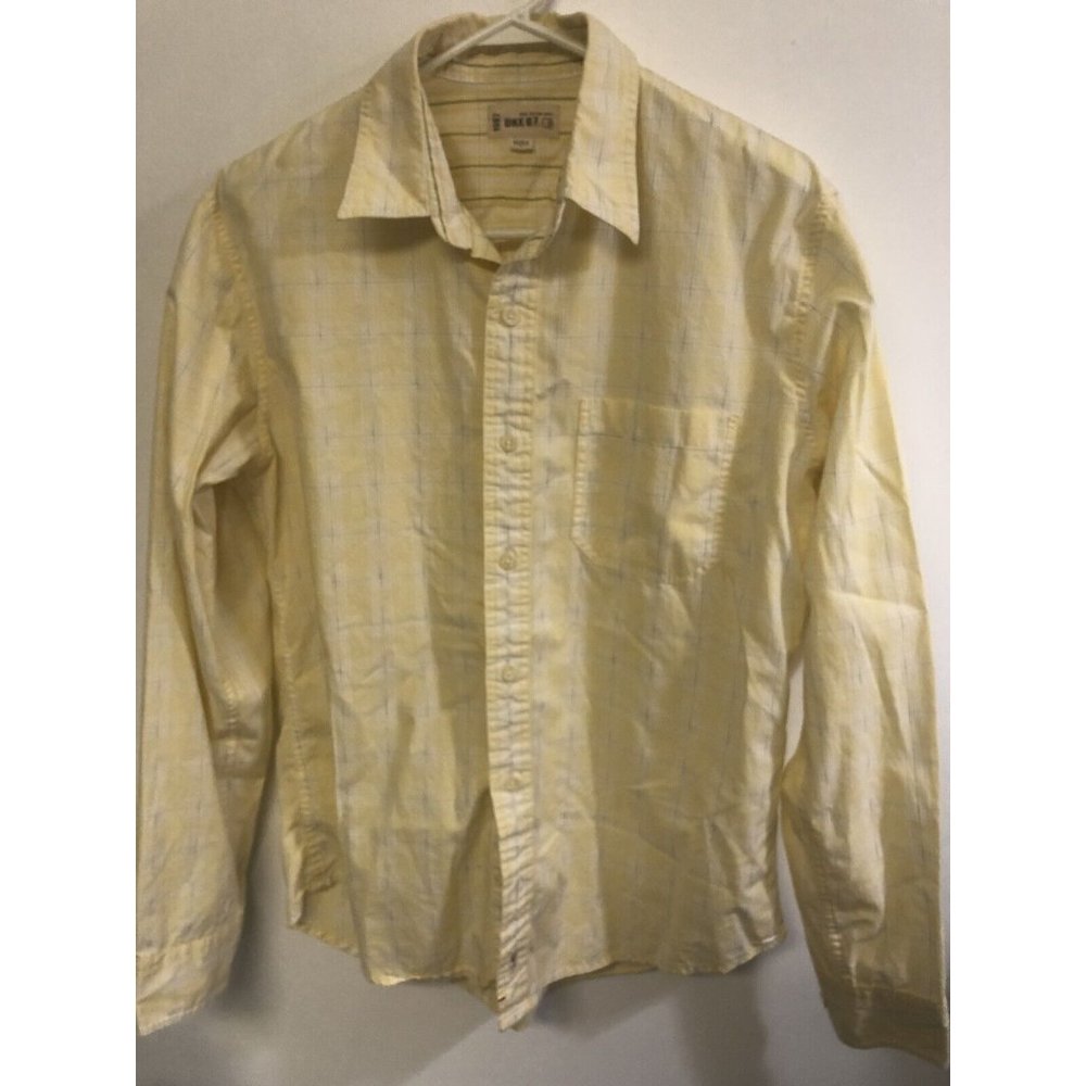Buckle BKE Button Down Shirt L/S Yellow White  Plaid Mens Size L